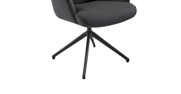 ARMLEHNSTUHL  Wippfunktion, Sitzfläche 360° drehbar, automatische Rückholfunktion  Echtleder  - Schwarz, Design, Leder/Metall (65/92/67,5cm) - Novel