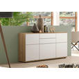 SIDEBOARD Weiß, Eichefarben  150/85/40 cm  - Eichefarben/Schwarz, KONVENTIONELL, Holzwerkstoff/Kunststoff (150/85/40cm) - Venda