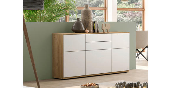SIDEBOARD Weiß, Eichefarben  150/85/40 cm  - Eichefarben/Schwarz, KONVENTIONELL, Holzwerkstoff/Kunststoff (150/85/40cm) - Venda