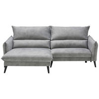 ECKSOFA 170/238 cm  in Velours Grau Rücken echt  170/238 cm  - Schwarz/Grau, Design, Holz/Textil (170/238cm) - Carryhome