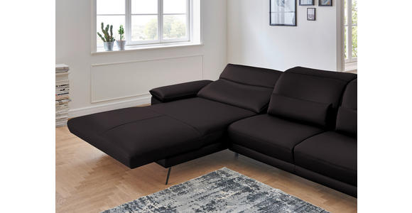 ECKSOFA in Echtleder Dunkelbraun  - Dunkelbraun/Schwarz, Design, Leder/Metall (193/328cm) - Dieter Knoll