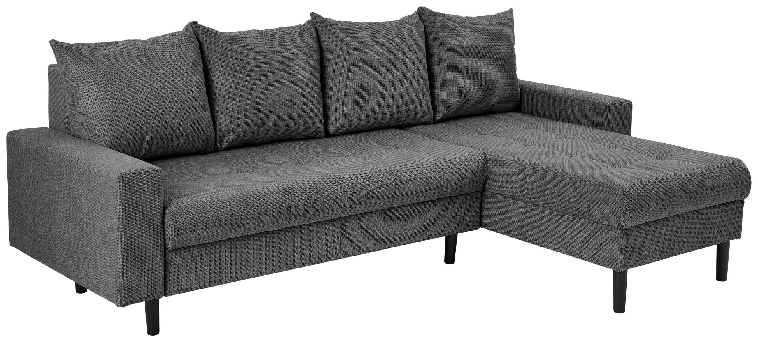 ECKSOFA in Webstoff Dunkelgrau  - Dunkelgrau/Schwarz, Konventionell, Kunststoff/Textil (231/157cm) - P & B