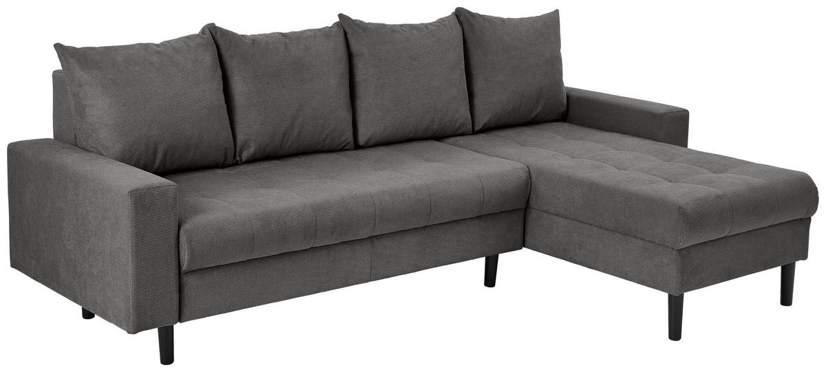 ECKSOFA in Webstoff Dunkelgrau  - Dunkelgrau/Schwarz, Konventionell, Kunststoff/Textil (231/157cm) - P & B
