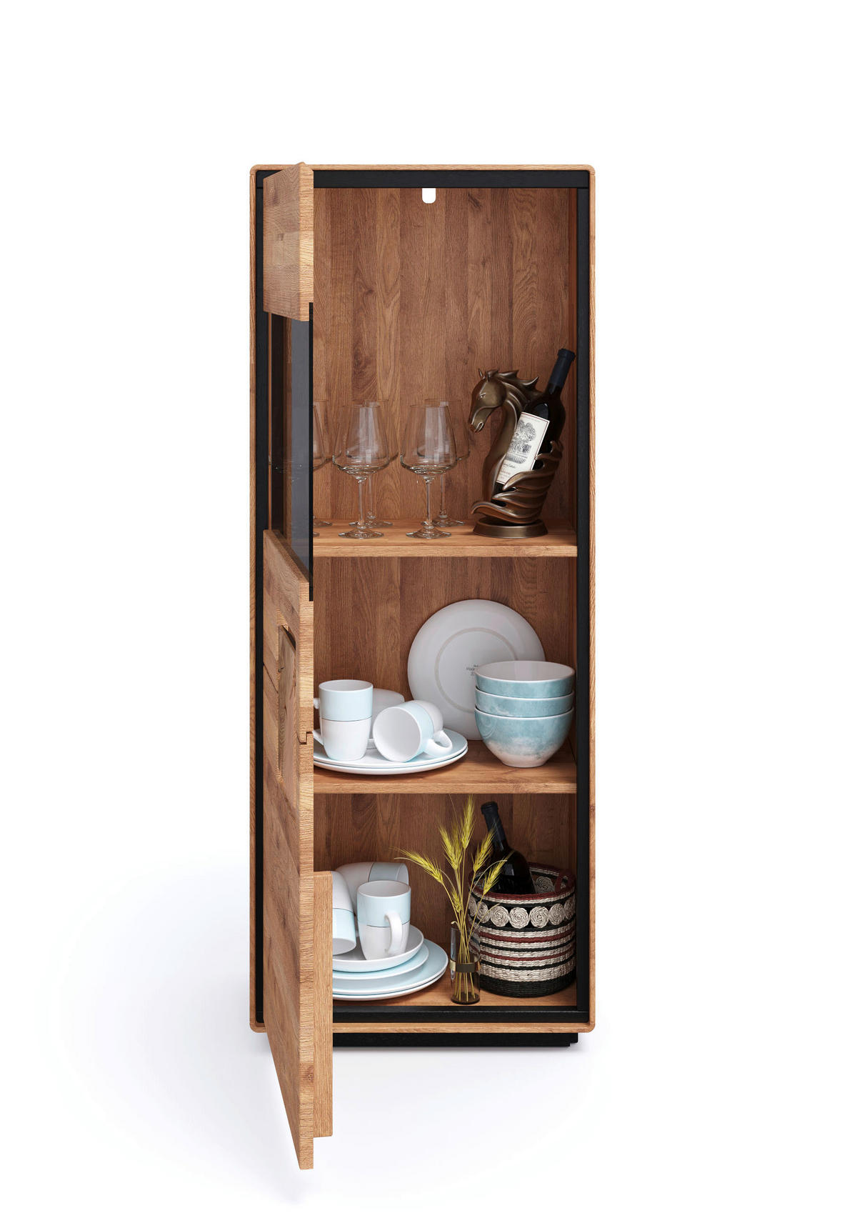 HIGHBOARD  60/152/40 cm  - Wildeiche/Schwarz, Basics, Holz (60/152/40cm) - Livetastic