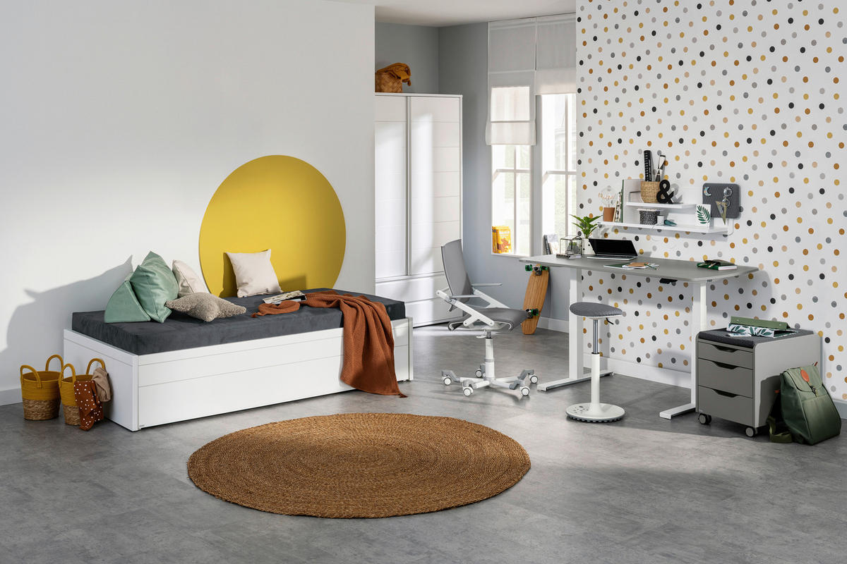 JUGENDDREHSTUHL  in Netzbespannung Grau, Silberfarben, Weiß  - Silberfarben/Weiß, Basics, Kunststoff/Textil (54/86-100/54cm) - Paidi