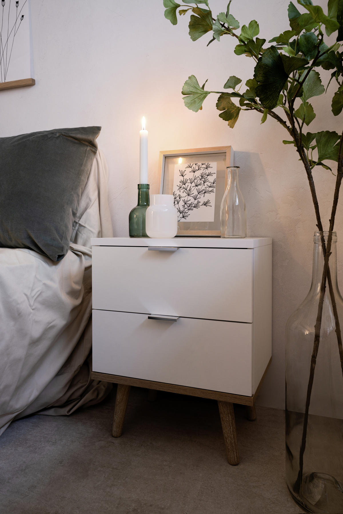NACHTSCHRANK 40/52/30 cm  - Eichefarben/Silberfarben, Design, Holz/Holzwerkstoff (40/52/30cm) - MID.YOU
