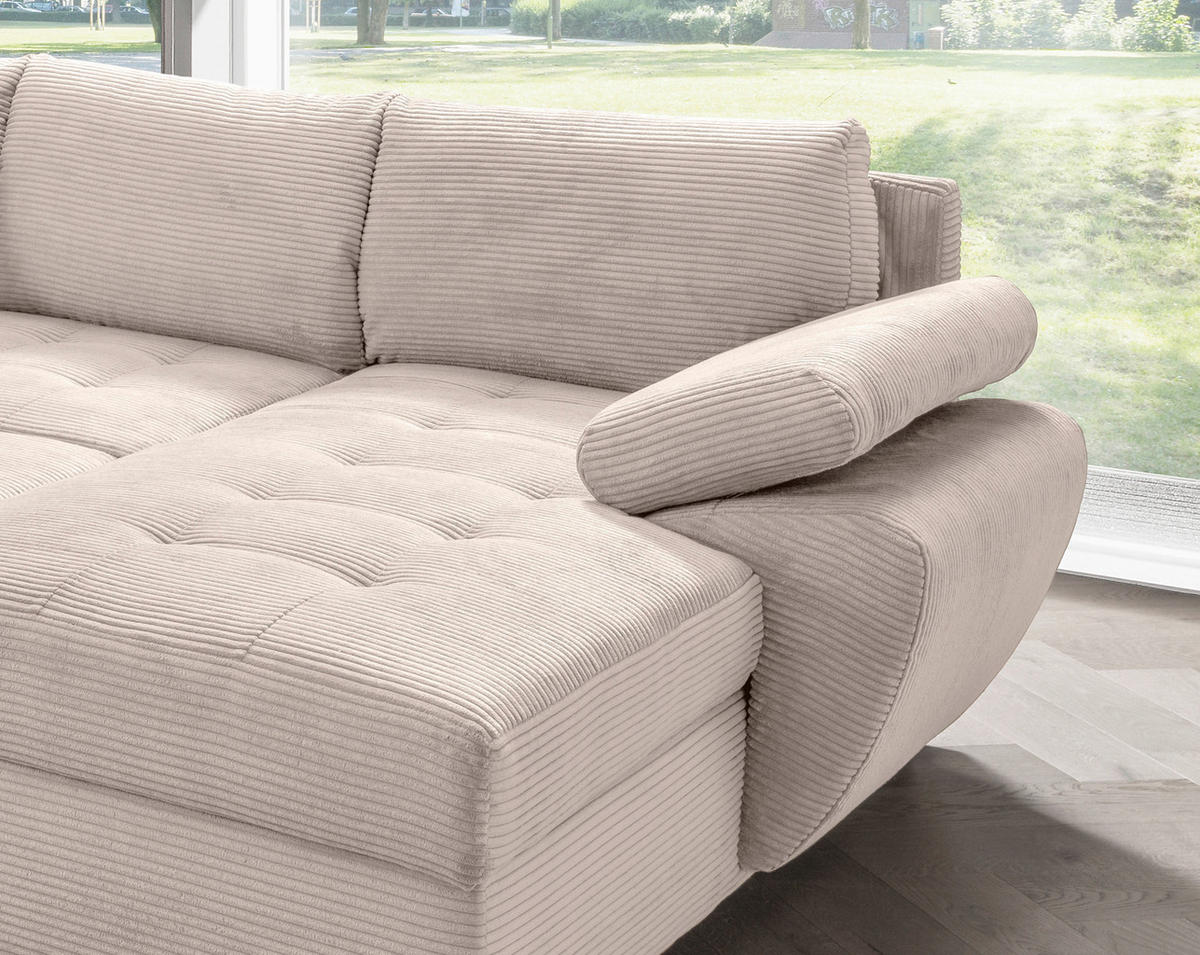 Wohnlandschaft tekstil  bež   - bež/boje kroma, Konvencionalno, tekstil/metal (219/305/157cm) - Livetastic