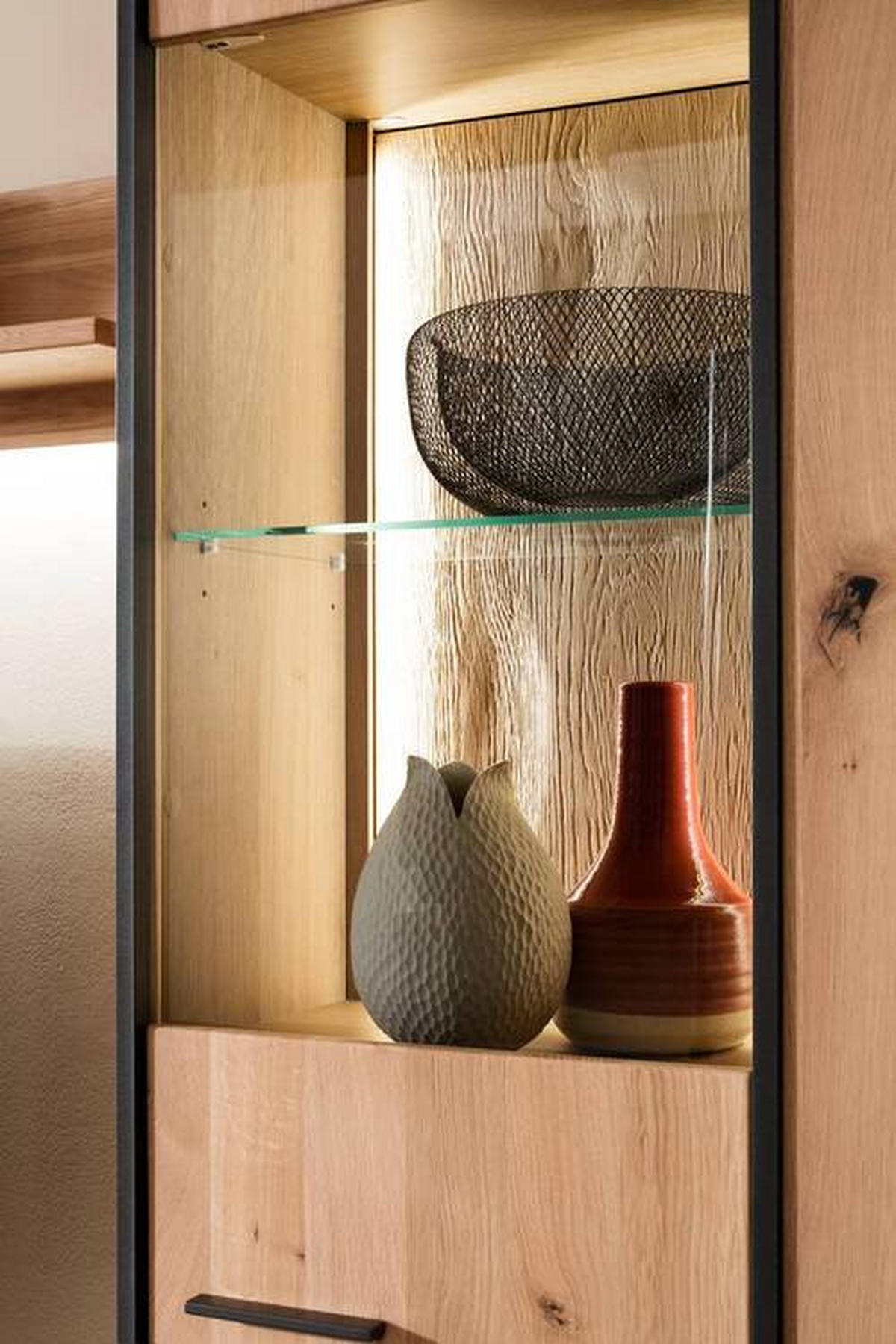 HÄNGEELEMENT Anthrazit, Eichefarben  60/123/37 cm  - Eichefarben/Anthrazit, Konventionell, Glas/Holz (60/123/37cm) - Landscape