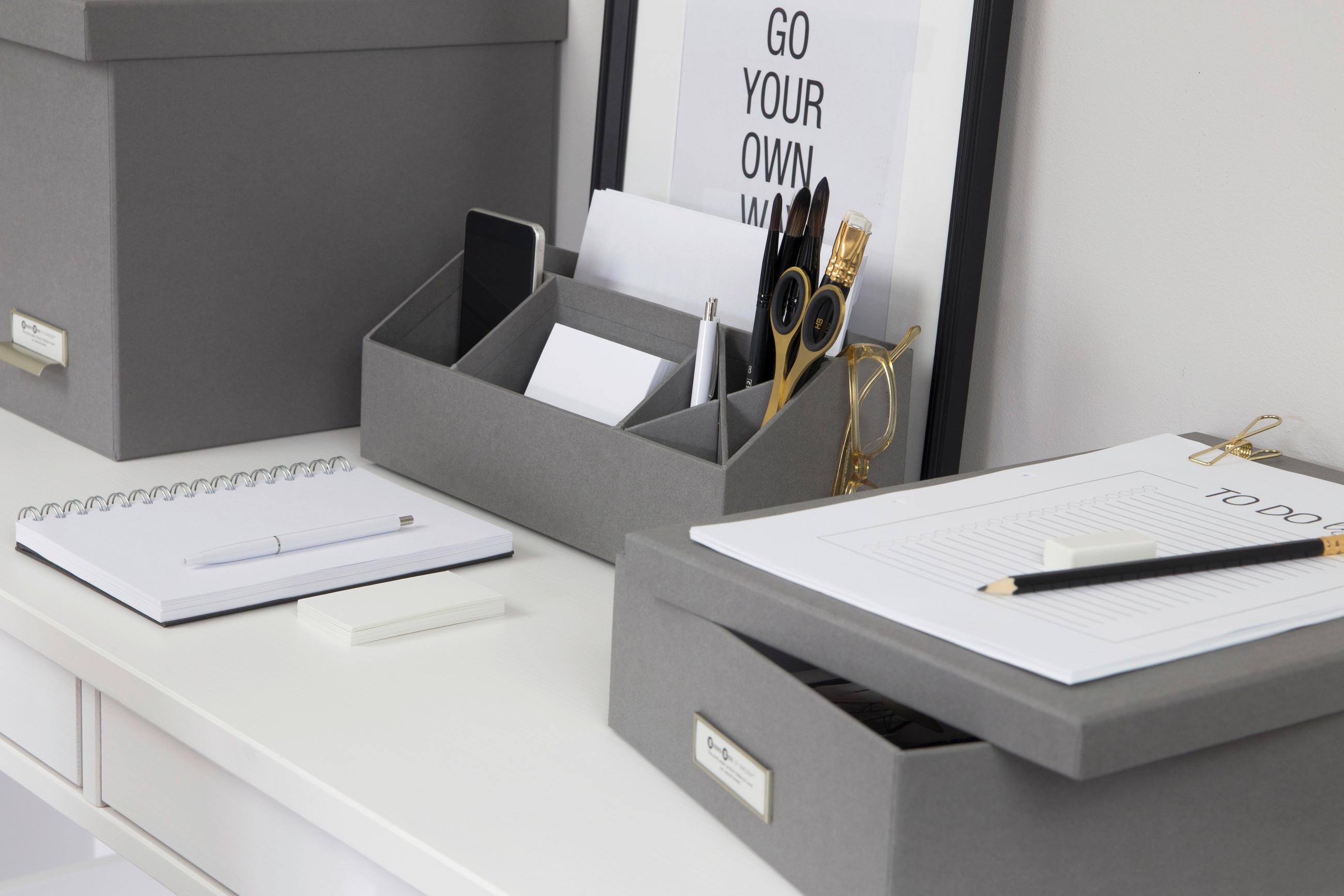 TISCHORGANIZER 12.5/33/12.5 cm  - Grau, Basics, Karton/Papier (12.5/33/12.5cm)
