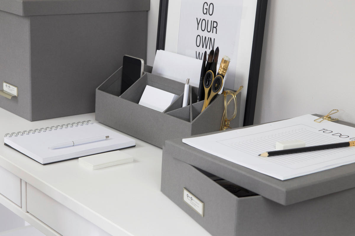 TISCHORGANIZER    12.5/33/12.5 cm  - Grau, Basics, Karton/Papier (12.5/33/12.5cm)