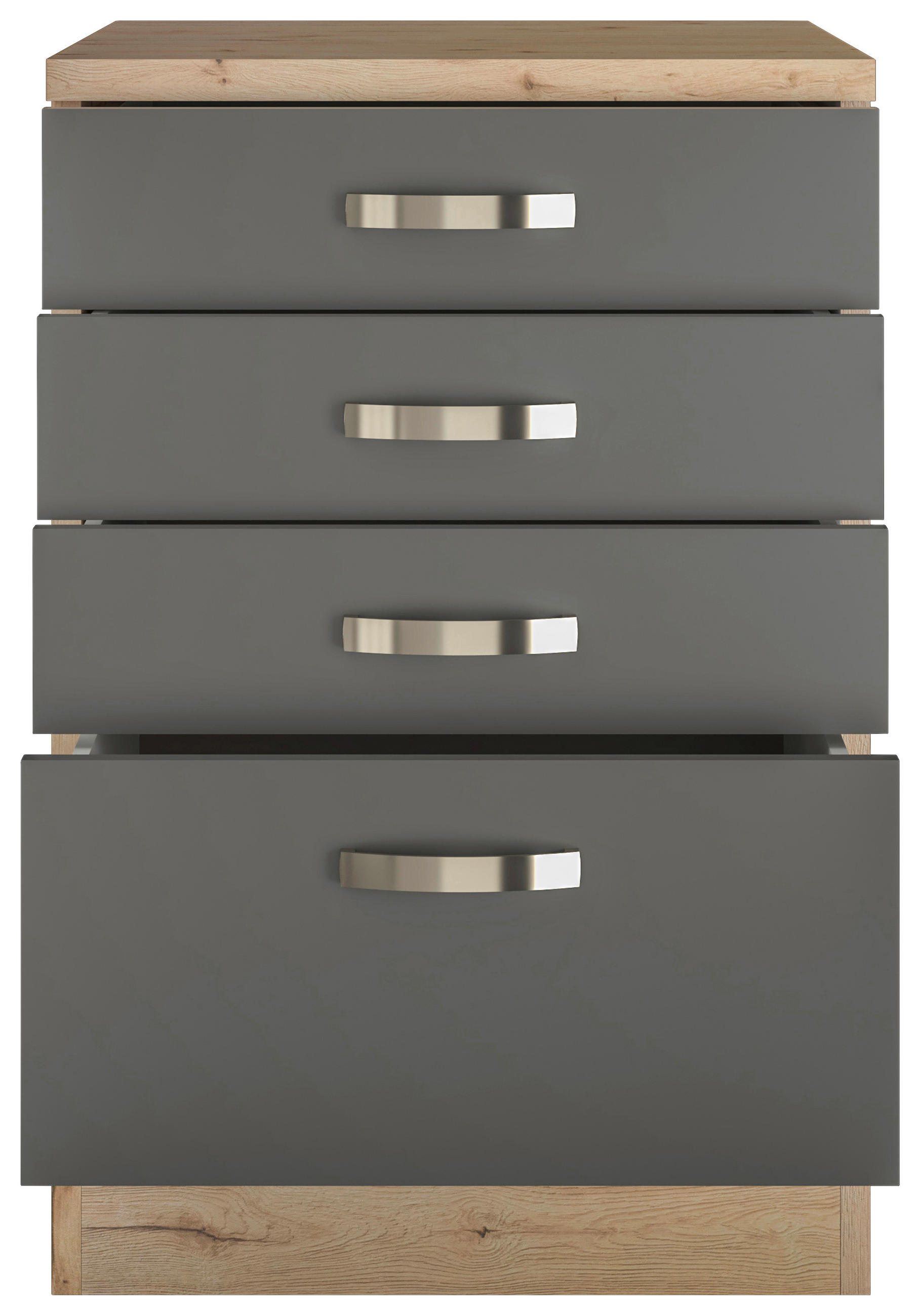 SCHUBKASTENUNTERSCHRANK 50/85/60 cm in Edelstahlfarben, Dunkelgrau, Eiche San Remo - Edelstahlfarben/Dunkelgrau, MODERN, Holzwerkstoff/Metall (50/85/60cm) - FlexWell