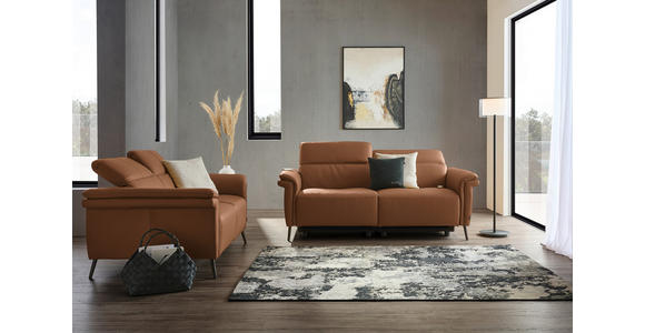 3-SITZER-SOFA  in Echtleder Cognac   - Cognac/Schwarz, Design, Leder/Metall (210/79/104cm) - Belluti