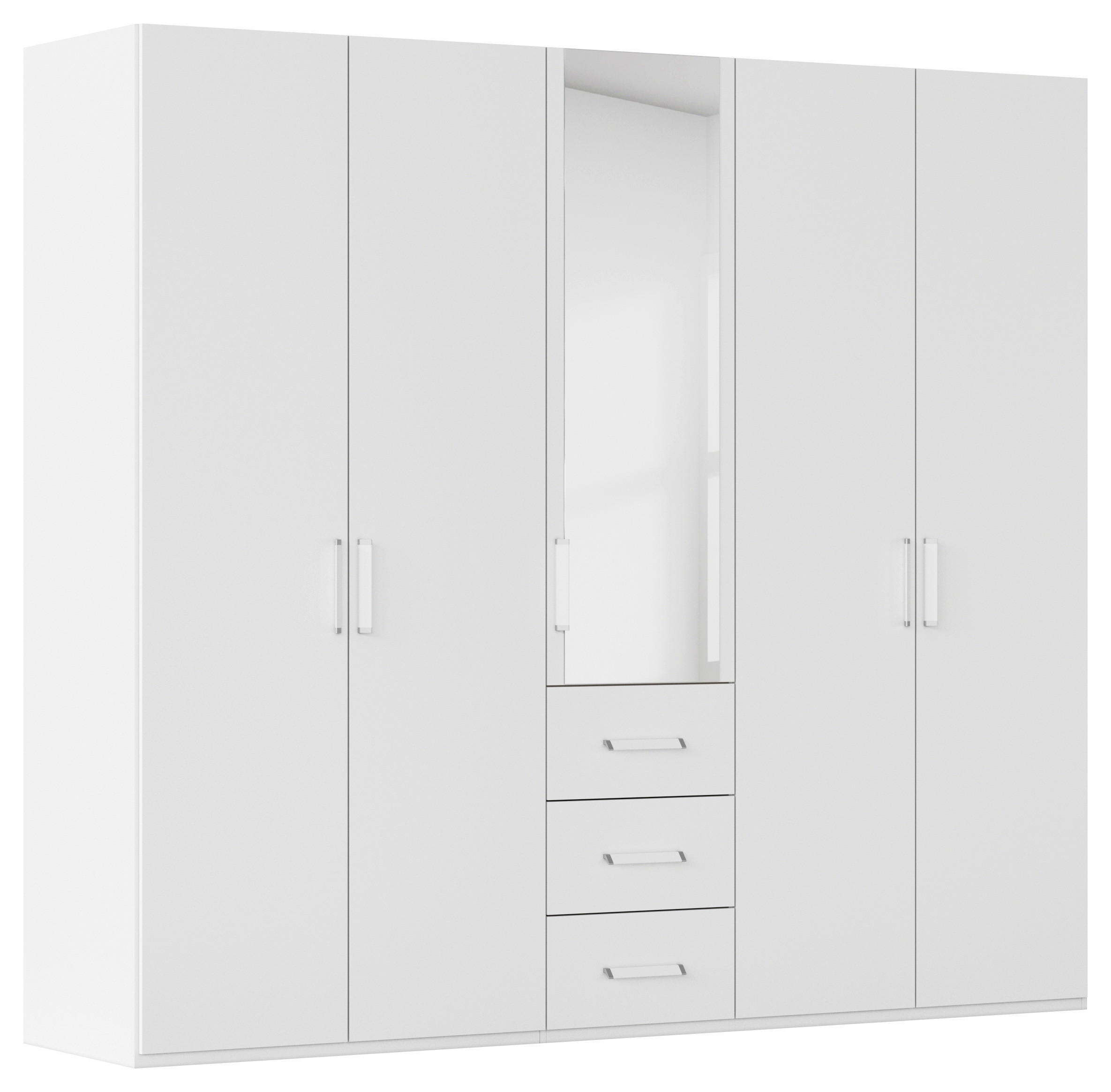 DREHTÜRENSCHRANK 251/223/60 cm,  in Weiß, 5 Tür(en)  - Weiß, Design, Glas/Holzwerkstoff (251/223/60cm) - Novel