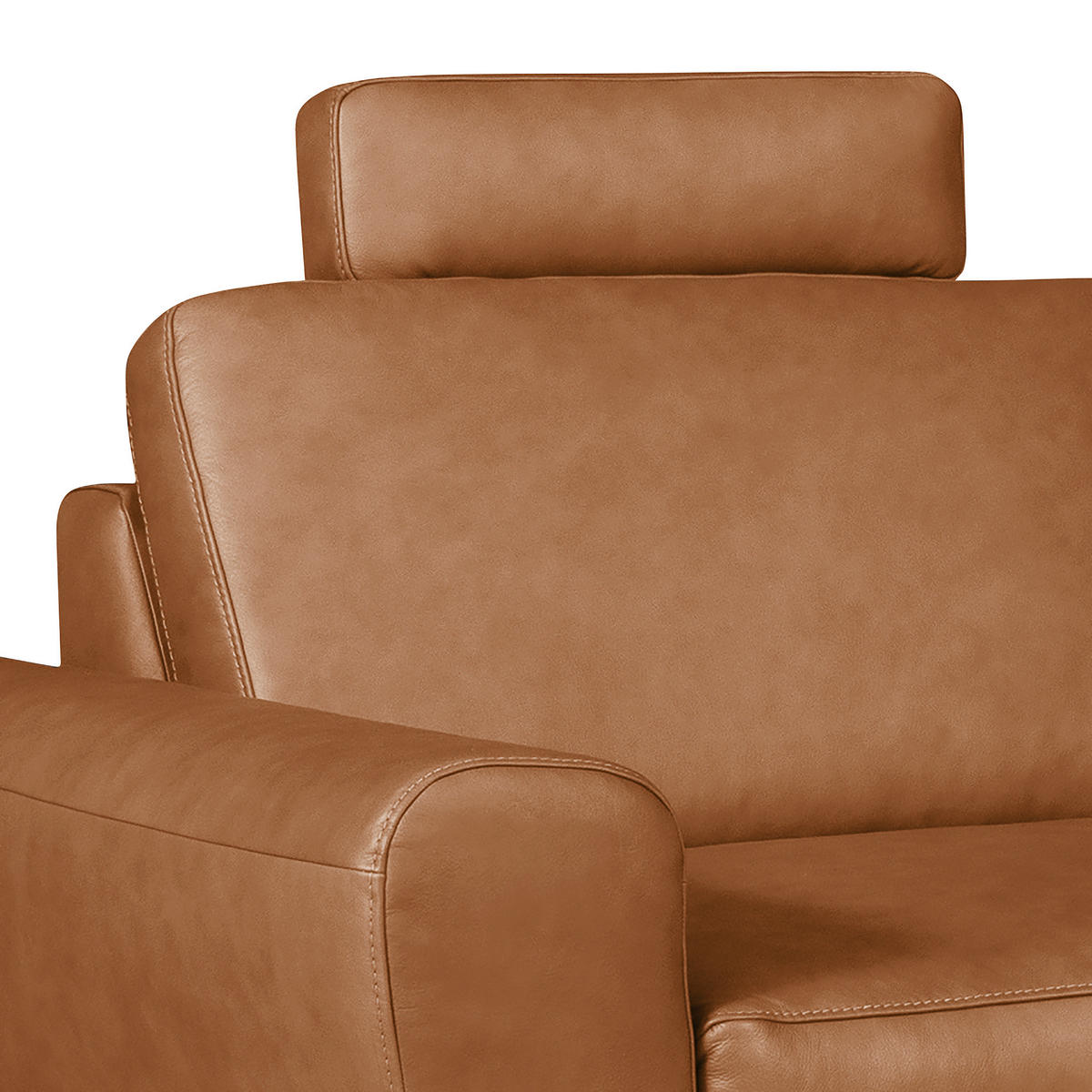 ECKSOFA in Echtleder Cognac  - Cognac/Schwarz, Design, Leder/Metall (273/250cm) - Livetastic