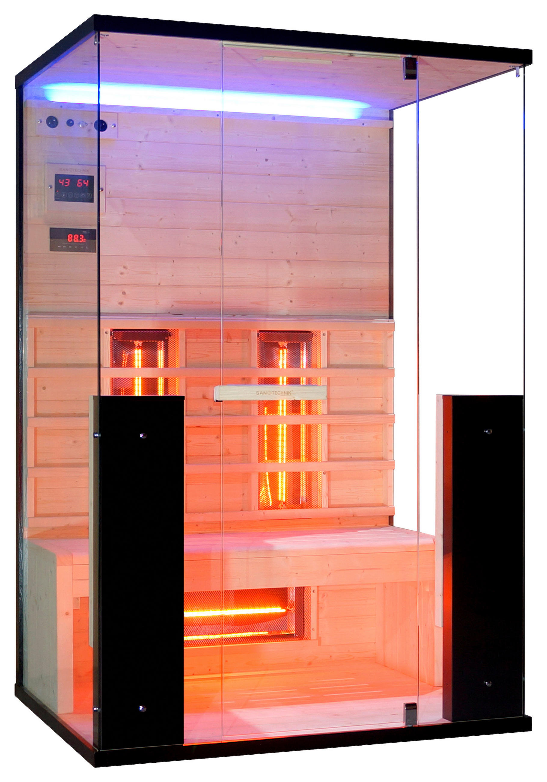 INFRAROTKABINE für 2 Personen  - Schwarz, KONVENTIONELL, Holz (125/190/100cm) - Sanotechnik