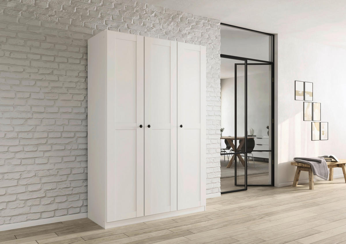 DREHTÜRENSCHRANK 135/210/54 cm,  in Weiß, 3 Tür(en)  - Schwarz/Weiß, KONVENTIONELL, Holzwerkstoff/Kunststoff (135/210/54cm) - home24