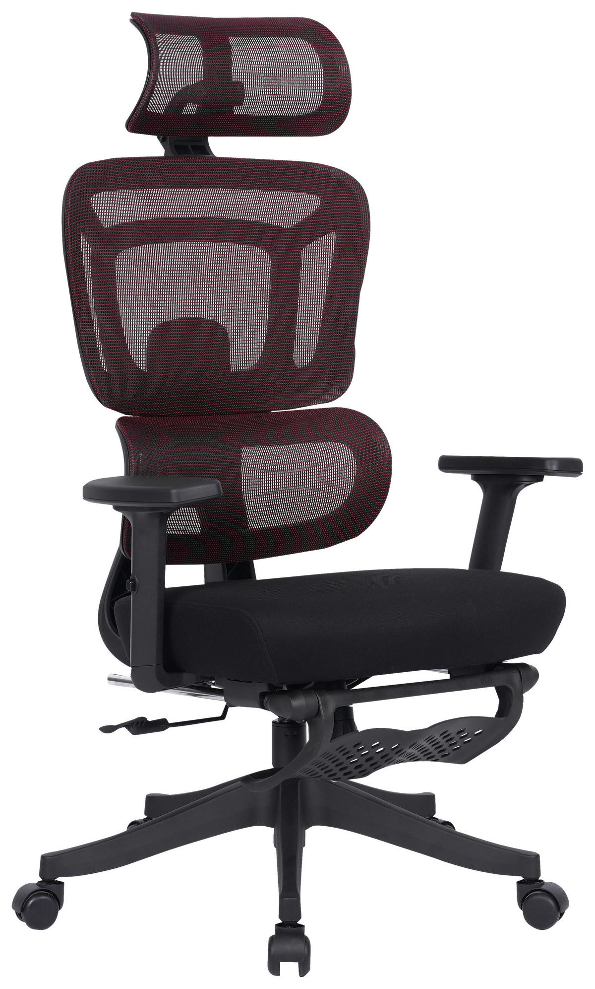 OTOČNÁ ŽIDLE, síťovina, červená, černá - černá/červená, Design, kov/textil (67,5/126/134/65cm) - Novel