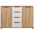 SIDEBOARD  130/87/40 cm 4 Schublade(n)  - Kaschmir/Schwarz, KONVENTIONELL, Holzwerkstoff/Metall (130/87/40cm) - Carryhome