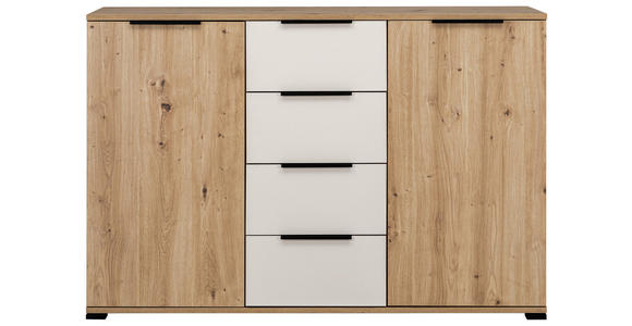 SIDEBOARD  130/87/40 cm 4 Schublade(n)  - Kaschmir/Schwarz, KONVENTIONELL, Holzwerkstoff/Metall (130/87/40cm) - Carryhome