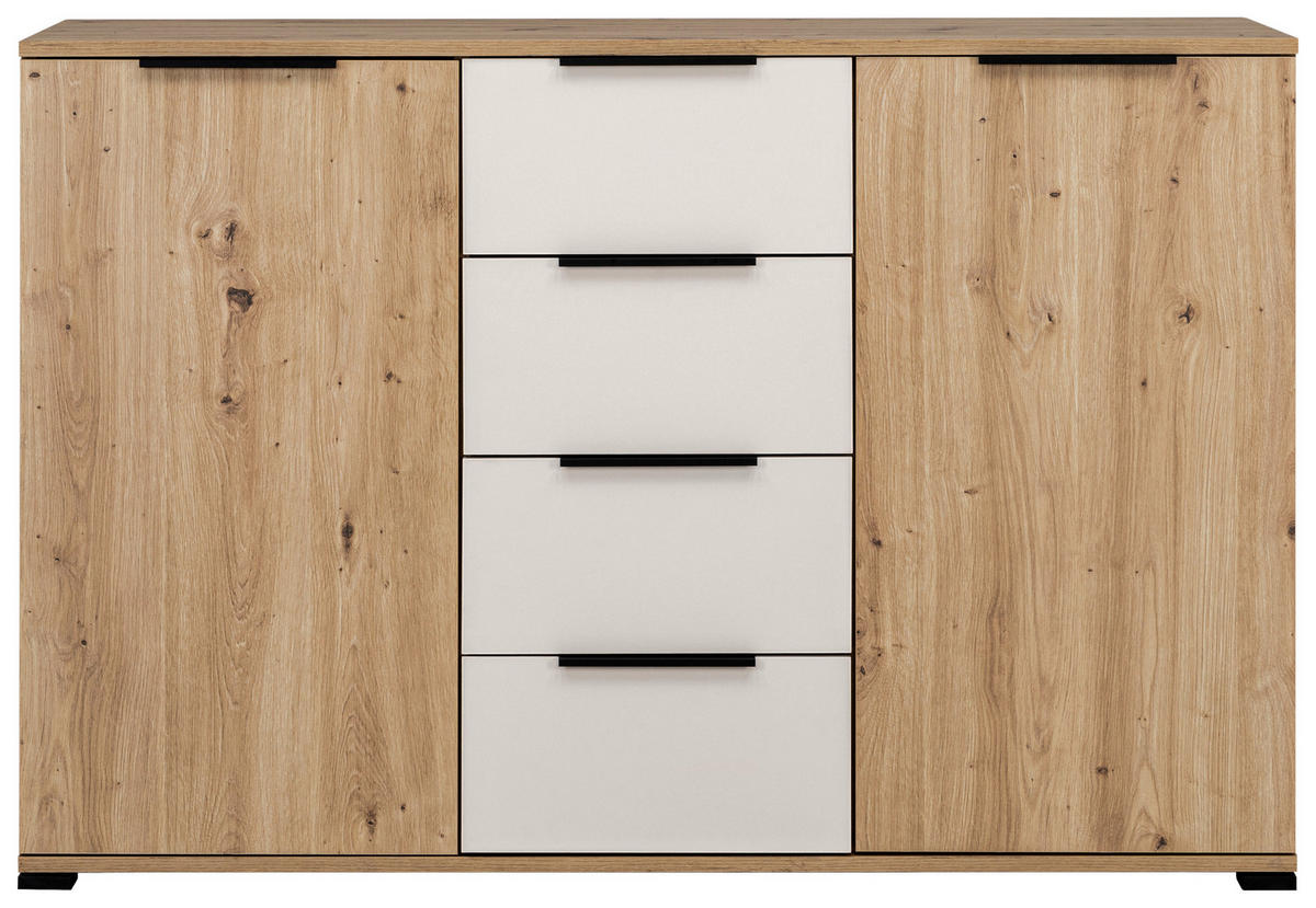 SIDEBOARD  in 130/87/40 cm  - Kaschmir/Schwarz, KONVENTIONELL, Holzwerkstoff/Metall (130/87/40cm) - Boxxx