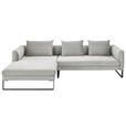 ECKSOFA in Cord Grau  178/284 cm  - Schwarz/Grau, KONVENTIONELL, Textil/Metall (178/284cm) - Hom`in