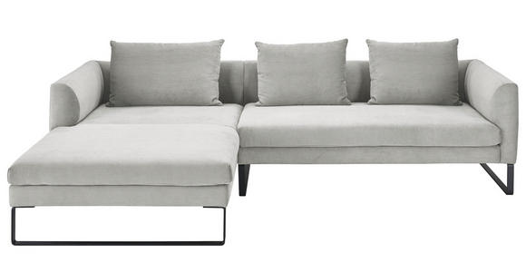 ECKSOFA in Cord Grau  178/284 cm  - Schwarz/Grau, KONVENTIONELL, Textil/Metall (178/284cm) - Hom`in