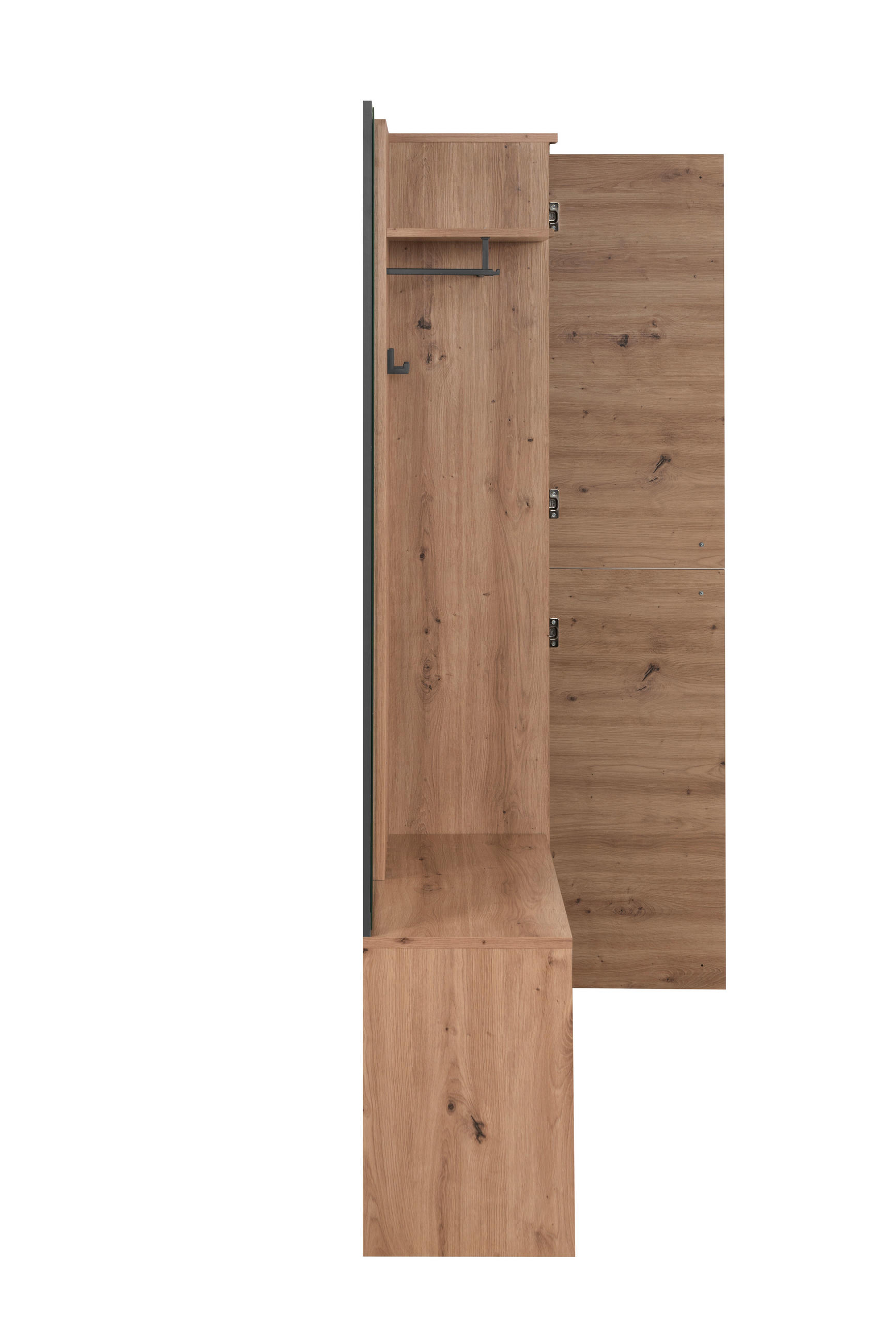 Thumbnail - Mid.you Garderobe, Anthrazit, Eiche Artisan, Holzwerkstoff, 122x190x37 cm, Garderobe, Garderoben-Sets & Serien, Garderob...