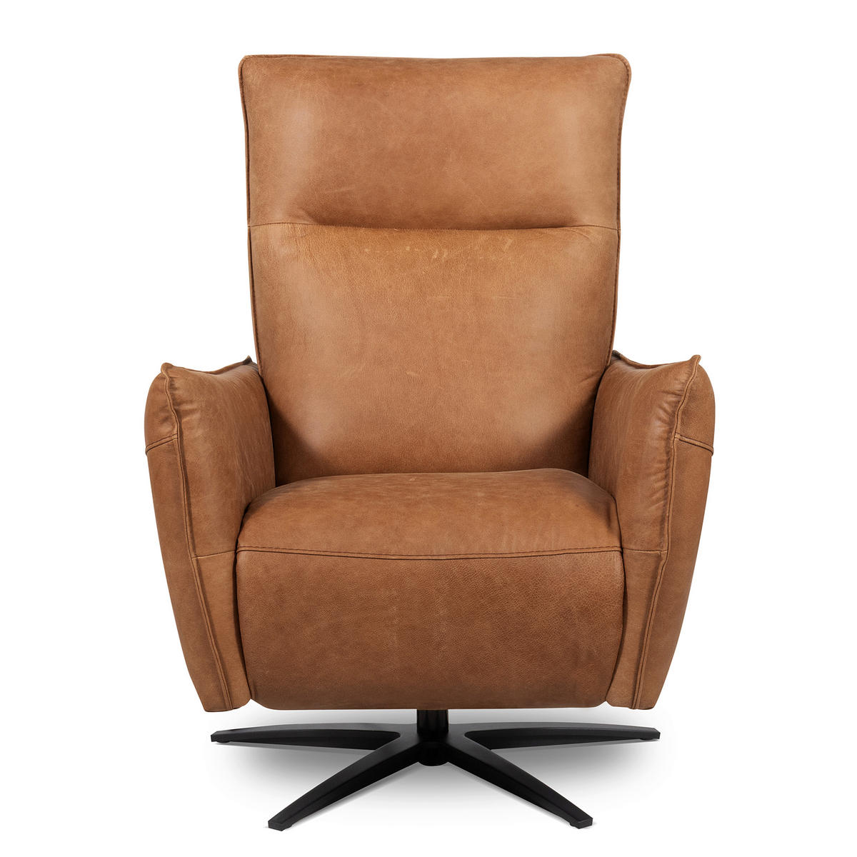 RELAXSESSEL Leder Cognac  - Cognac/Schwarz, Design, Leder/Metall (77/107/88cm) - Livetastic