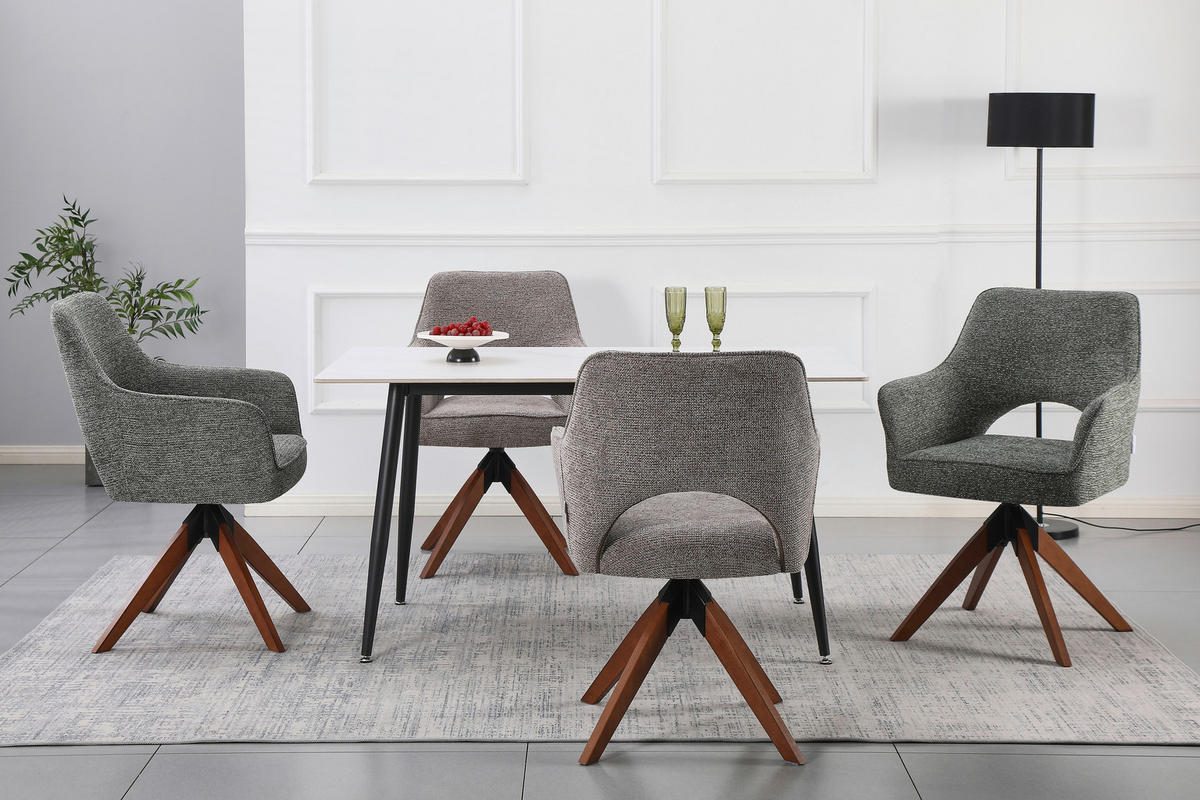ARMLEHNSTUHL  Sitzfläche 360° drehbar Webstoff  Grün, Walnussfarben  - Walnussfarben/Grün, MODERN, Holz/Textil (60/89/65,5cm) - Livetastic