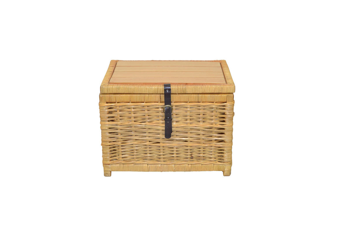 COUCHTISCH Pinie, Rattan massiv 45/58/44 cm rechteckig Beige  - Beige, Natur, Holz (45/58/44cm) - MID.YOU