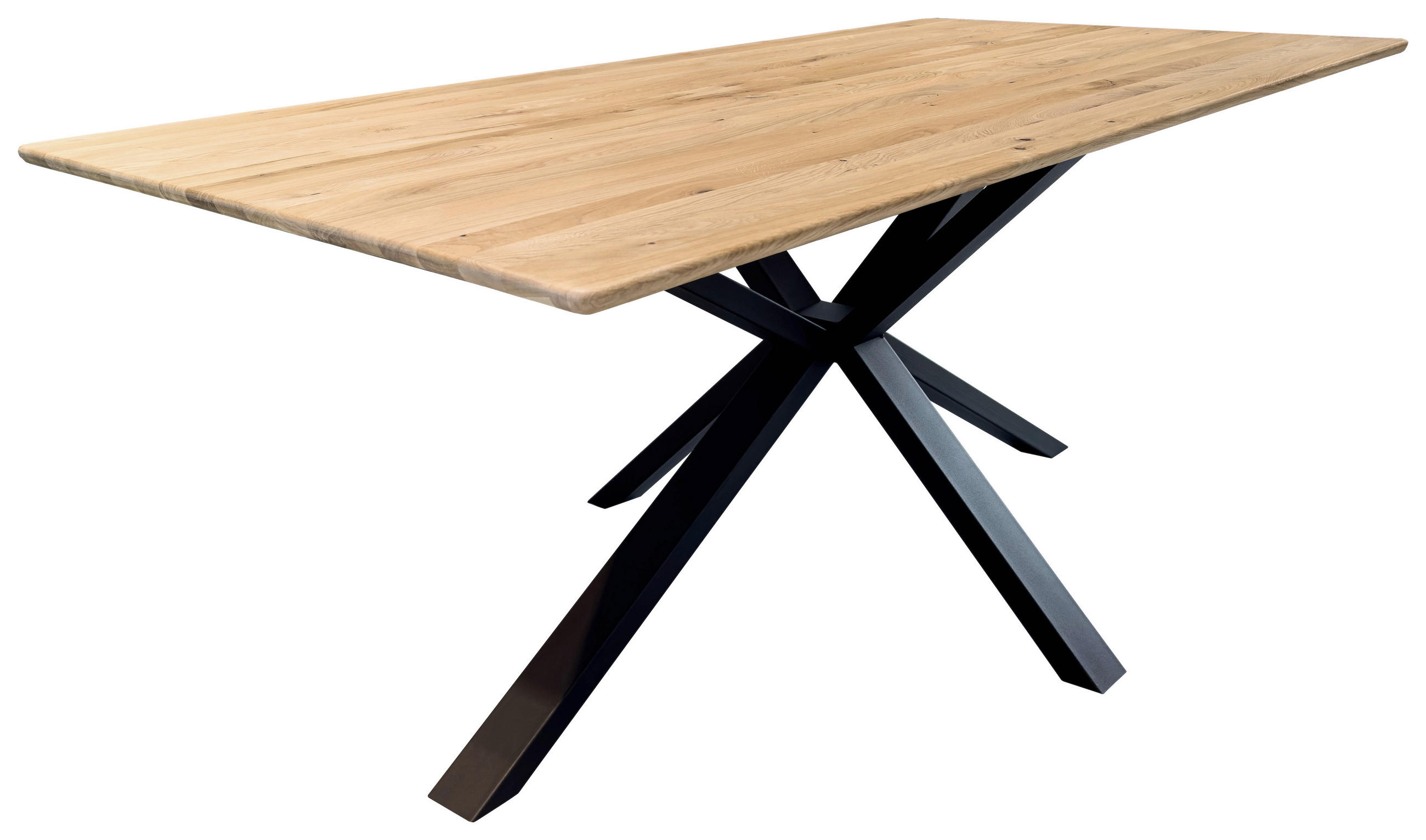 ESSTISCH Eiche massiv rechteckig Schwarz, Eichefarben  - Eichefarben/Schwarz, LIFESTYLE, Holz/Metall (200/100/75cm) - Linea Natura