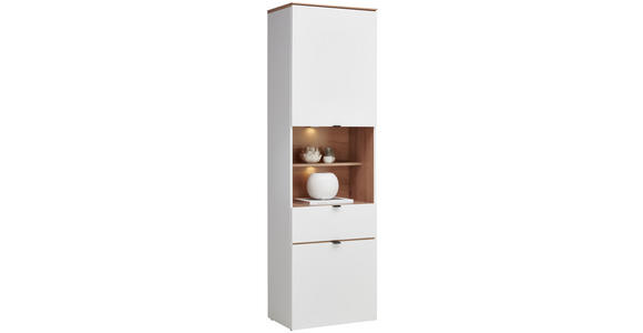 VITRINE in Weiß, Eiche Artisan - Schwarz/Weiß, MODERN, Holzwerkstoff/Kunststoff (60/200cm) - Hom`in