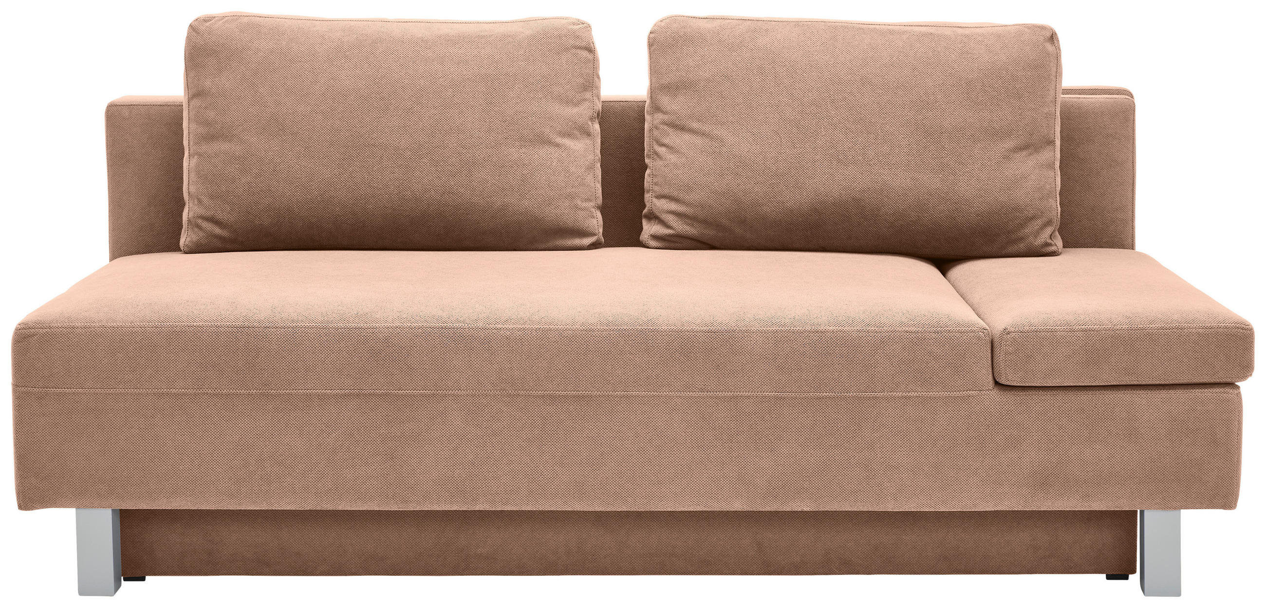 SCHLAFSOFA  mit Stoffauswahl, Schlafen auf Sitzhöhe, Armteil rechts Flachgewebe Altrosa  - Chromfarben/Altrosa, Design, Holz/Textil (205/77-93/99cm) - Novel