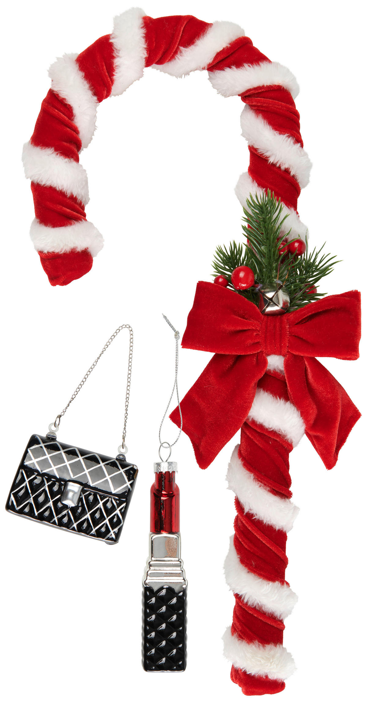 CHRISTBAUMANHÄNGER  - Rot/Silberfarben, LIFESTYLE, Glas/Textil (7,5/7/2,5cm)