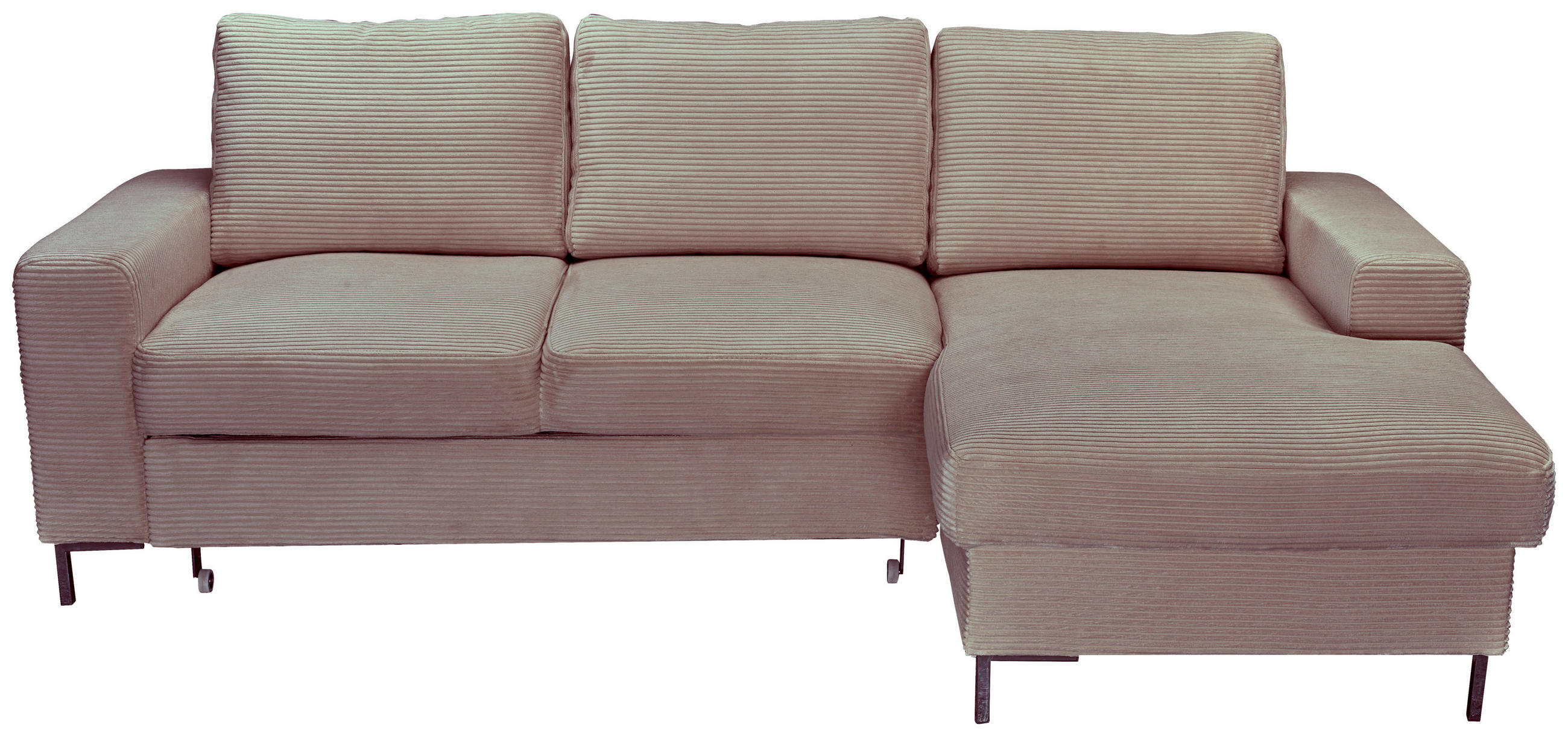 ECKSOFA Taupe Cord  - Taupe/Schwarz, KONVENTIONELL, Textil/Metall (240/150cm) - Carryhome