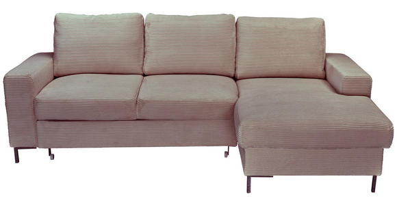 ECKSOFA Taupe Cord  - Taupe/Schwarz, KONVENTIONELL, Textil/Metall (240/150cm) - Carryhome