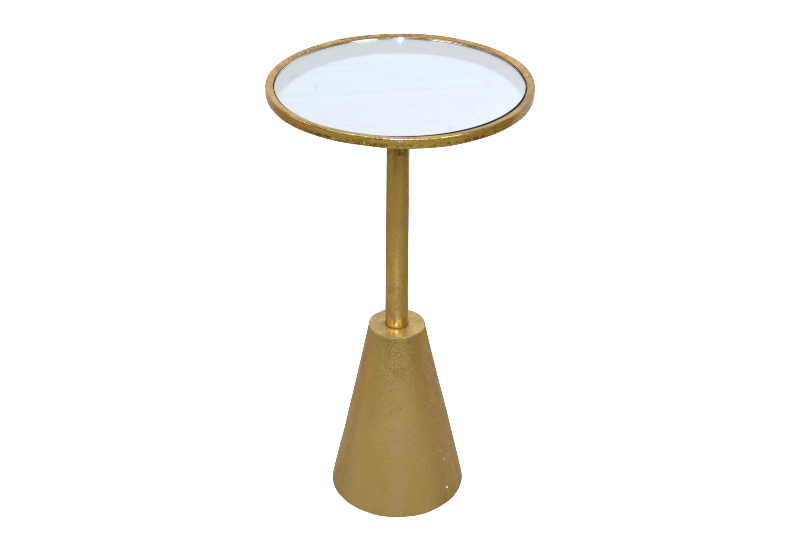 BEISTELLTISCH 35/35/65 cm Goldfarben rund  - Goldfarben, Design, Glas/Metall (35/35/65cm) - MID.YOU