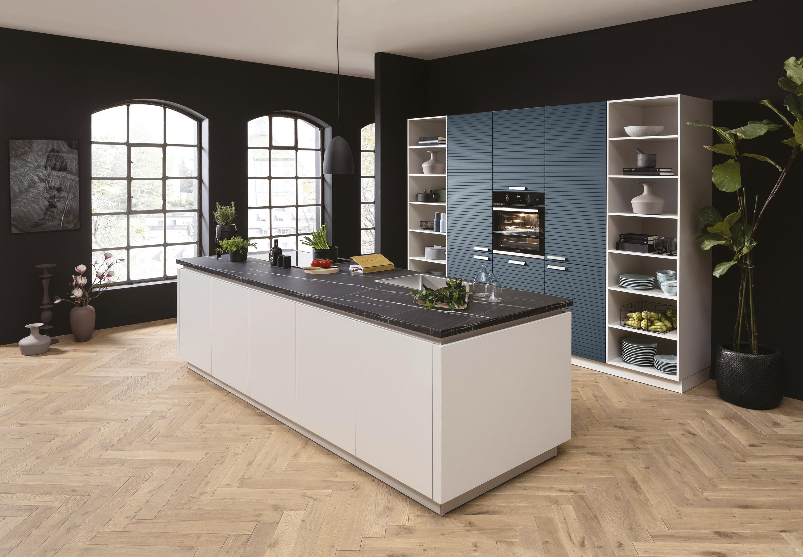 EINBAUKÜCHE NICOL  - Blau, Design, Holzwerkstoff - Novel