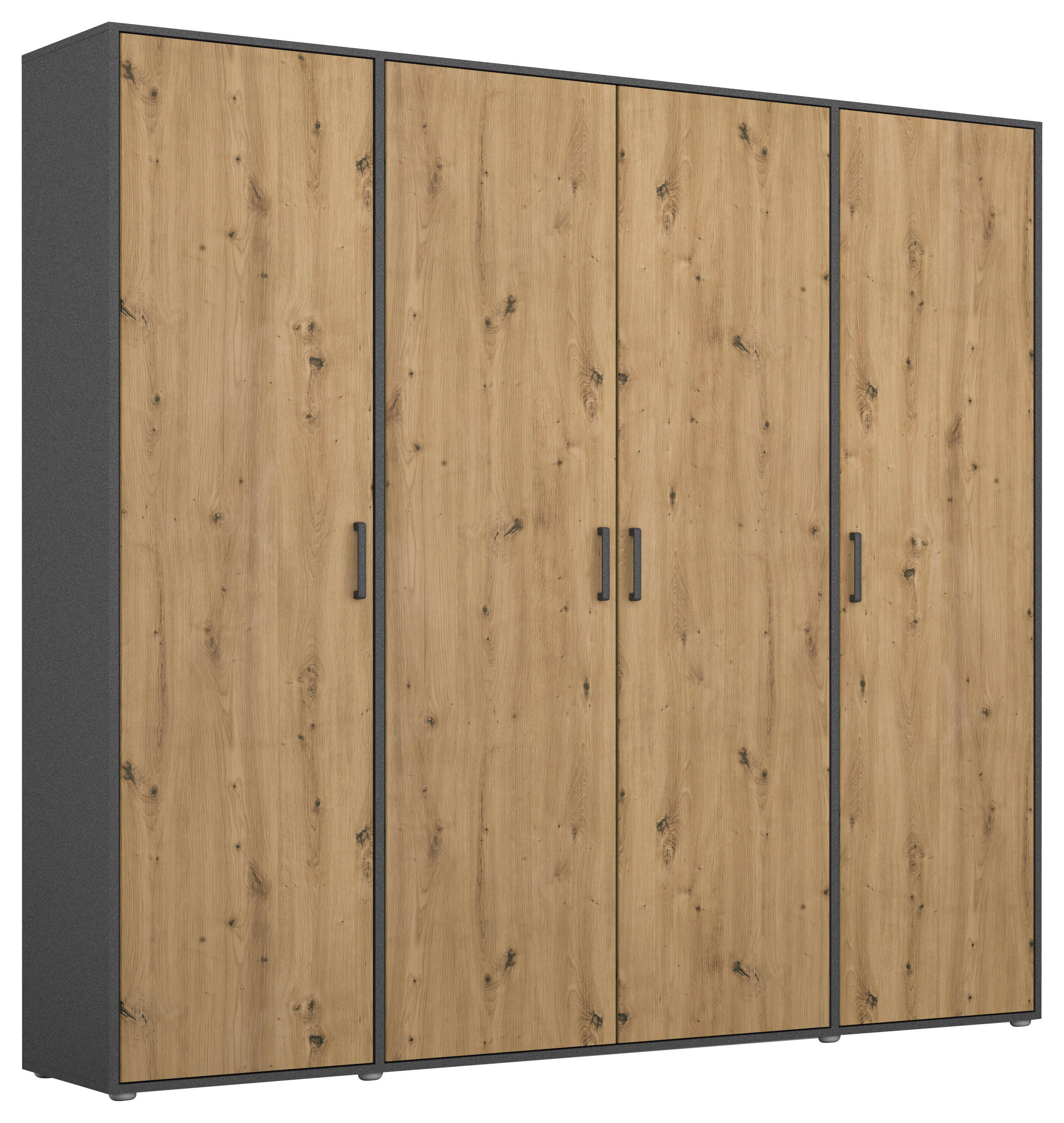 Rauch Möbel Drehtürenschrank Grau, Eiche Artisan 187x194x53 cm
