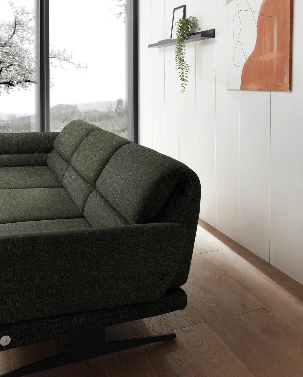 ECKSOFA  in Flachgewebe Dunkelgrün  176-217/279-327 cm  - Dunkelgrün/Schwarz, Design, Textil/Metall (176-217/279-327cm) - Dieter Knoll