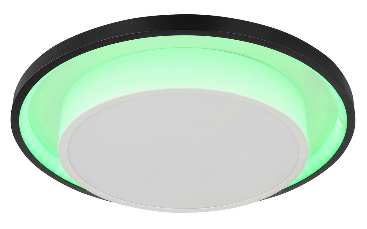LED-DECKENLEUCHTE 21 W  39,5/5 cm    - Opal/Schwarz, Design, Kunststoff/Metall (39,5/5cm) - Globo