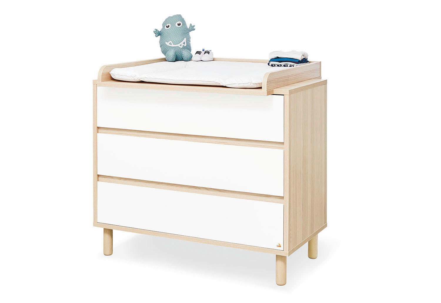 WICKELKOMMODE PINOLINO FLOW Weiß, Eschefarben  - Eschefarben/Weiß, Design, Holzwerkstoff (105/98/77cm) - Pinolino