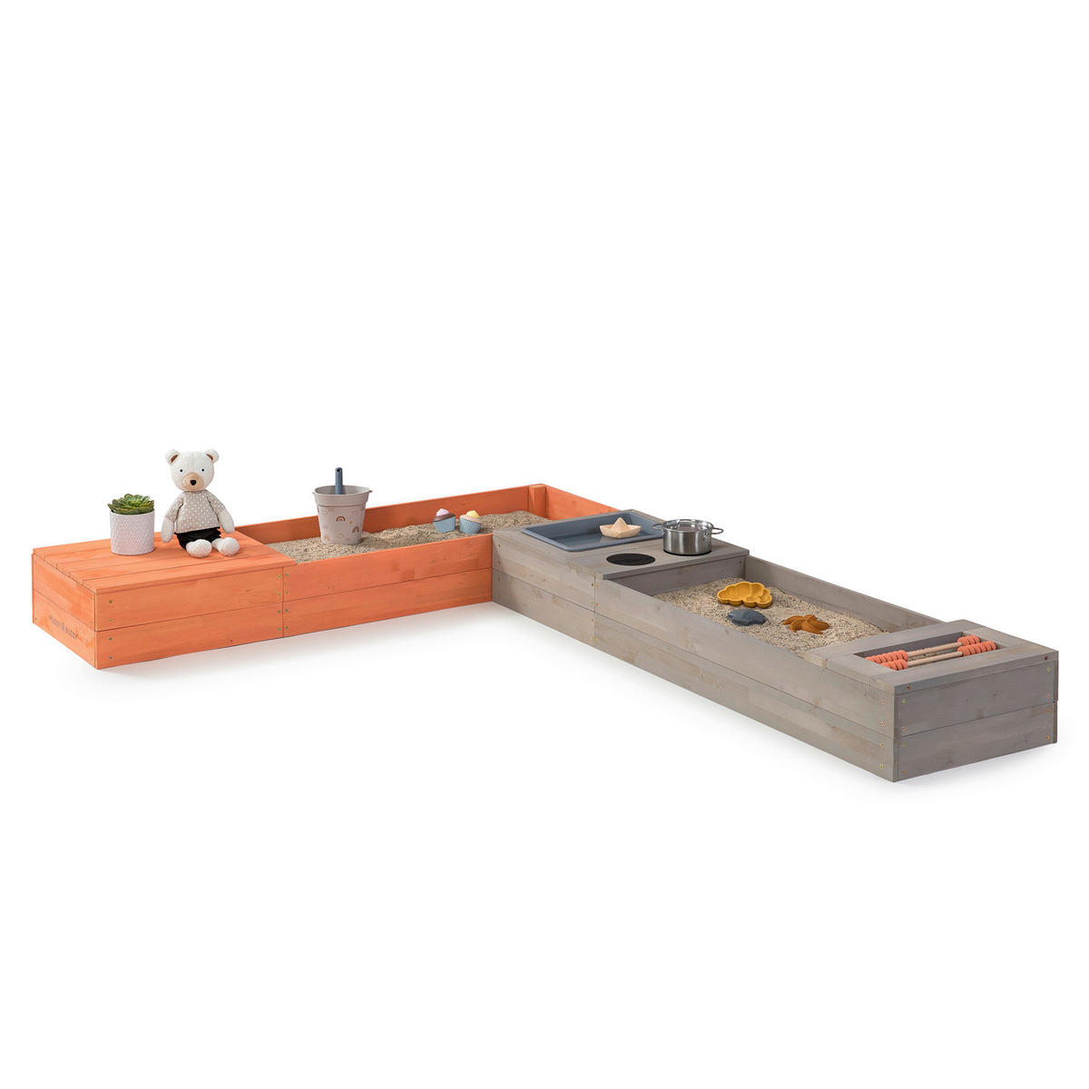 SANDKASTEN 150/90/20 cm  - Orange/Grau, Basics, Holz (150/90/20cm) - MUDDY BUDDY