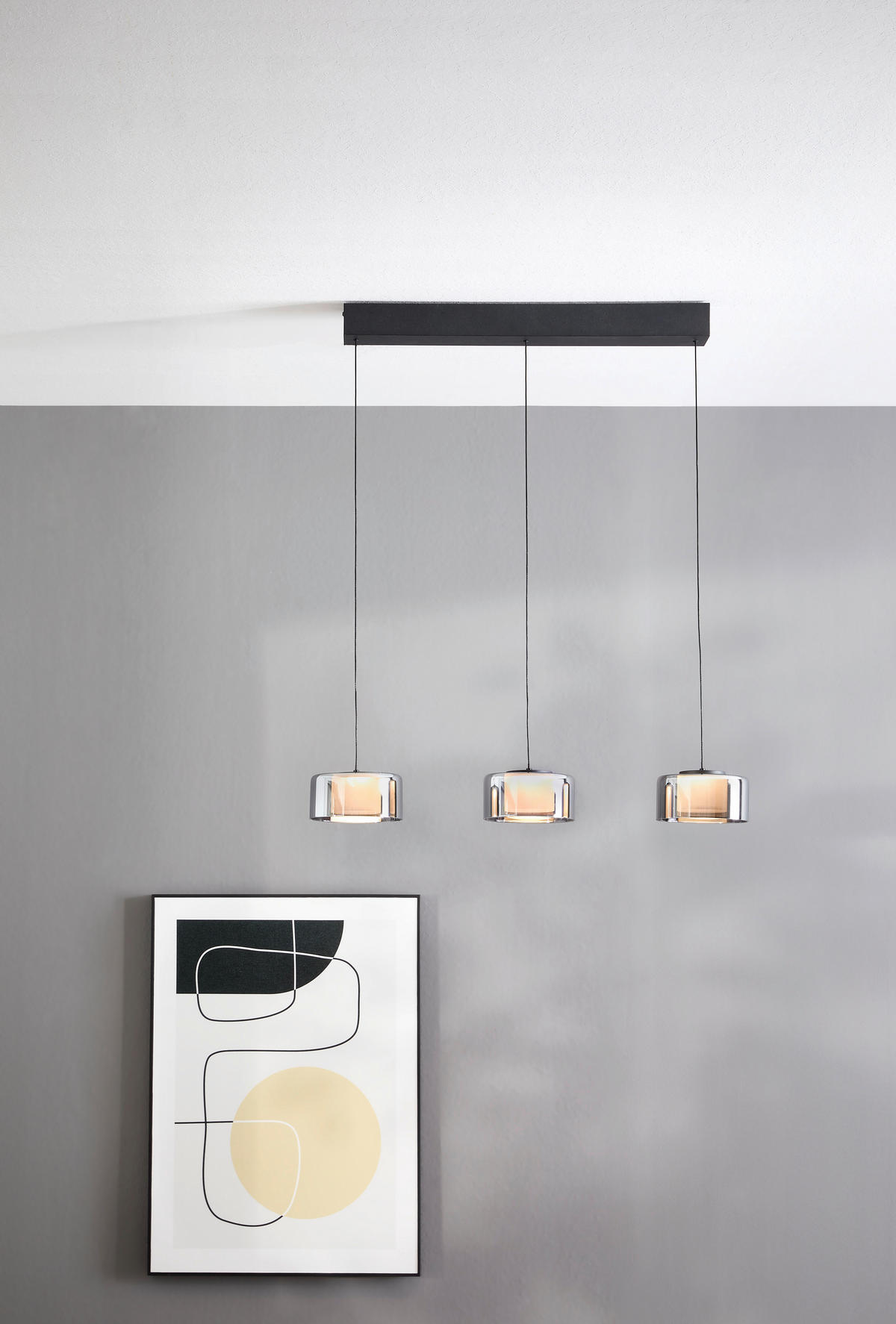 LED-HÄNGELEUCHTE 66/15/220 cm  - Schwarz, Design, Glas/Kunststoff (66/15/220cm)