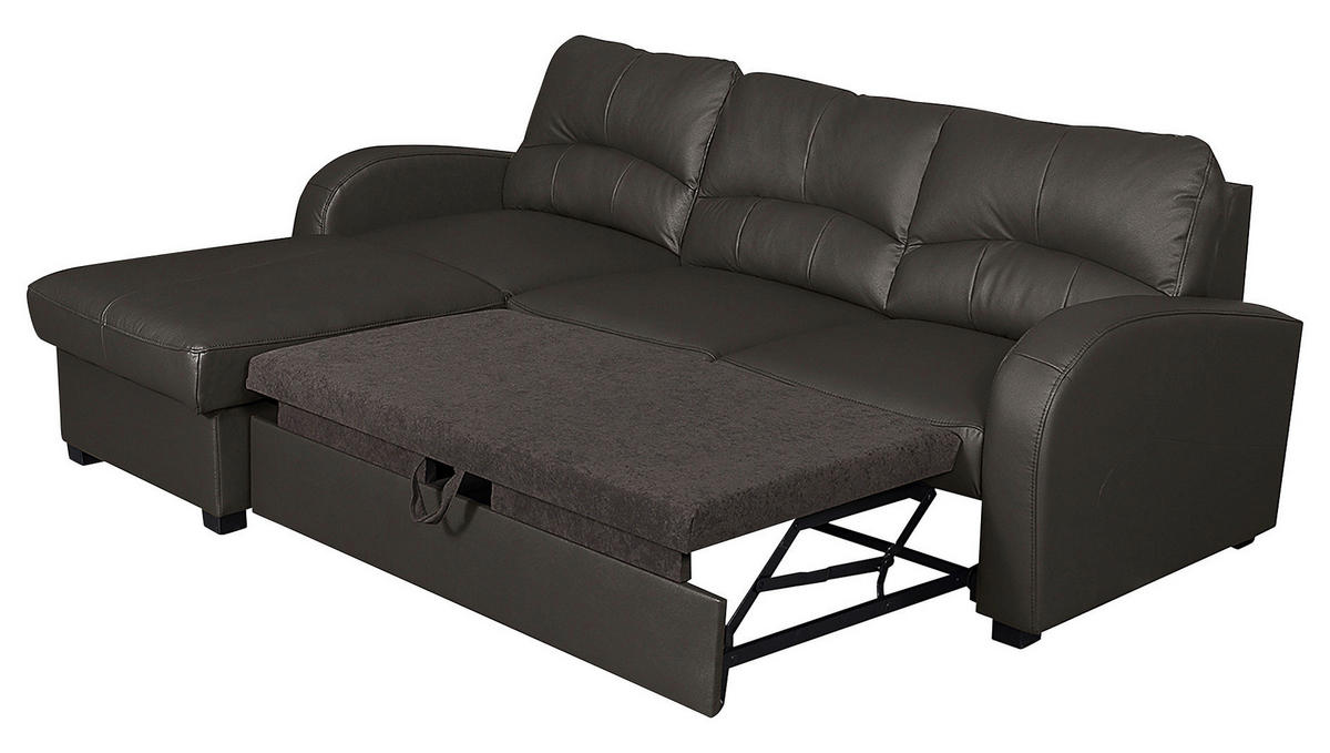 ECKSOFA in Lederlook Echtleder Dunkelbraun  - Dunkelbraun/Schwarz, Design, Leder/Kunststoff (168/227cm) - Livetastic
