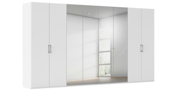 DREHTÜRENSCHRANK 400/235/61 cm,  in Weiß, 8-türig  - Chromfarben/Edelstahlfarben, Basics, Glas/Holzwerkstoff (400/235/61cm) - Novel