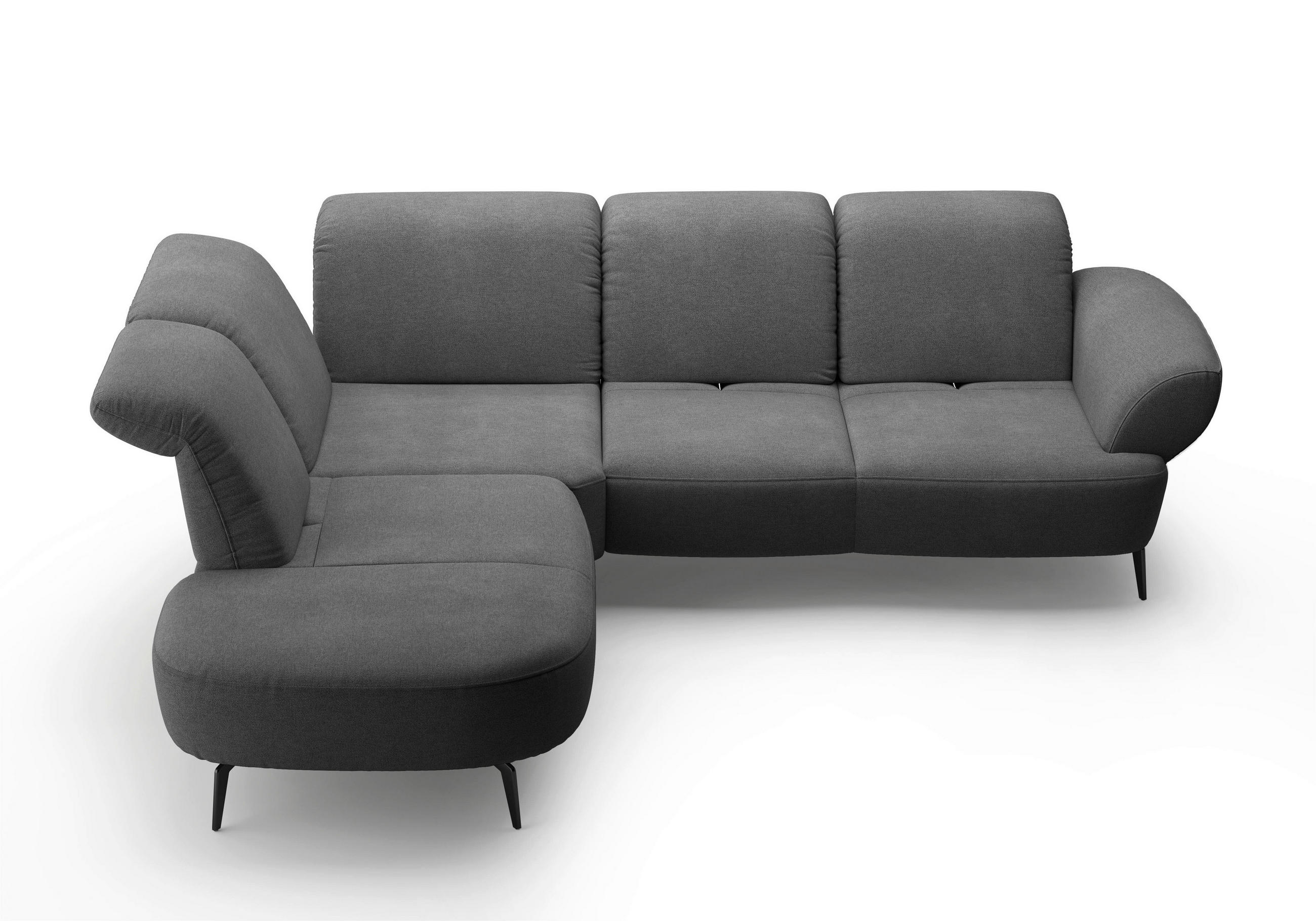 ECKSOFA in Mikrofaser Dunkelgrau - Dunkelgrau/Schwarz, Modern, Textil/Metall (270/302cm) - Sit & More