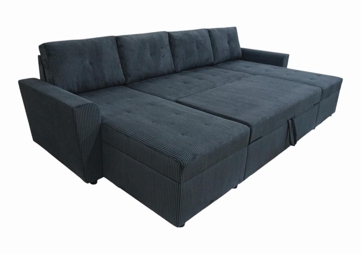 WOHNLANDSCHAFT TERMOLI in Cord Anthrazit  - Anthrazit/Schwarz, Design, Kunststoff/Textil (155/296/155cm) - MID.YOU