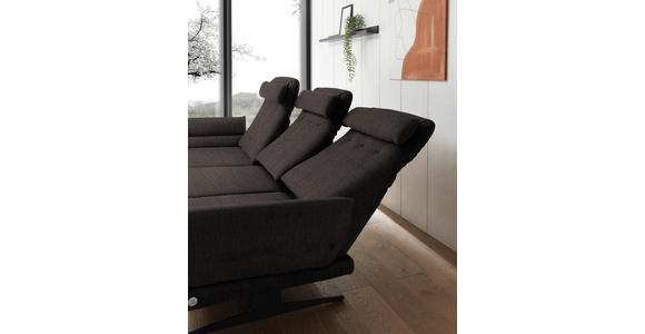ECKSOFA Dunkelbraun Flachgewebe  - Dunkelbraun/Schwarz, Design, Textil/Metall (176-217/279-327cm) - Dieter Knoll