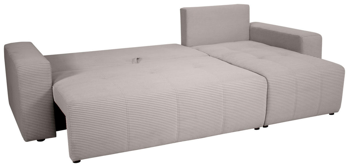 ECKSOFA in Cord Hellgrau  - Hellgrau/Schwarz, Design, Kunststoff/Textil (248/146cm) - MID.YOU